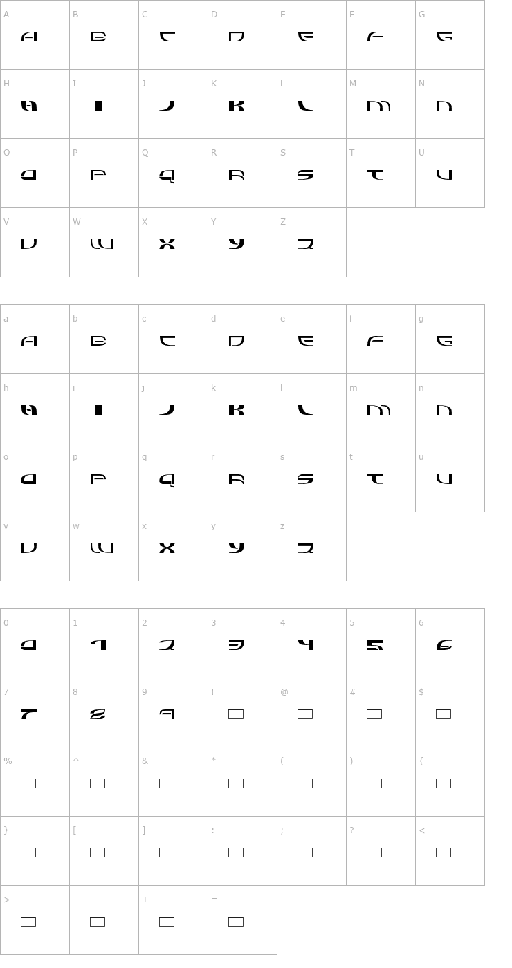 Character Map Refluxed Font