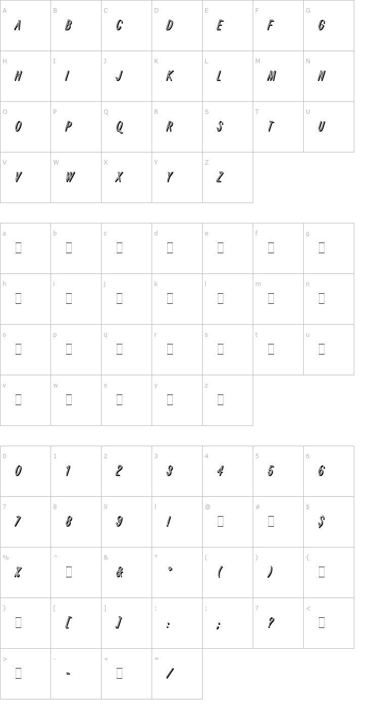 Character Map Refracta LET Plain1.0 Font