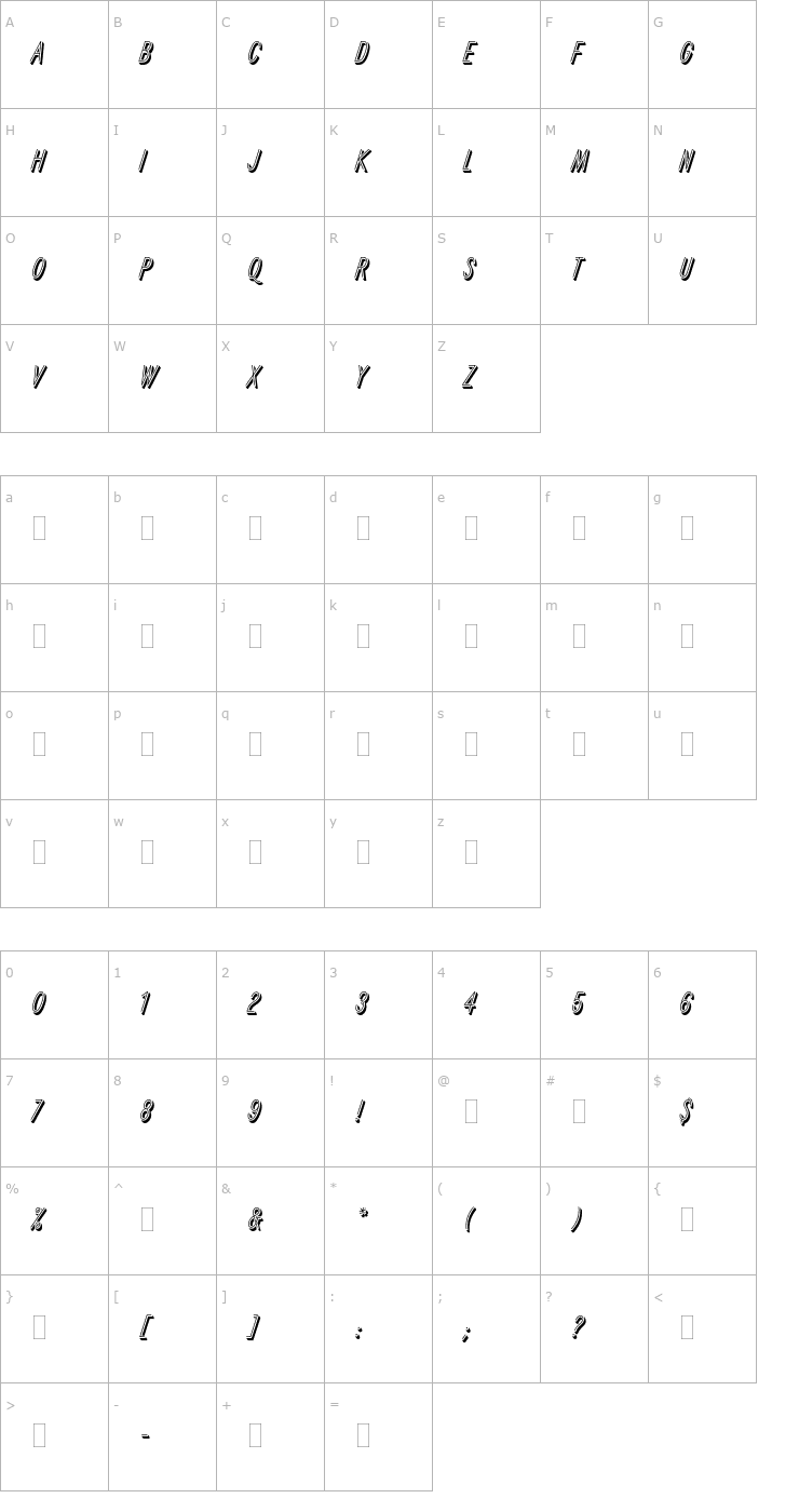 Character Map RefractaPlain Font