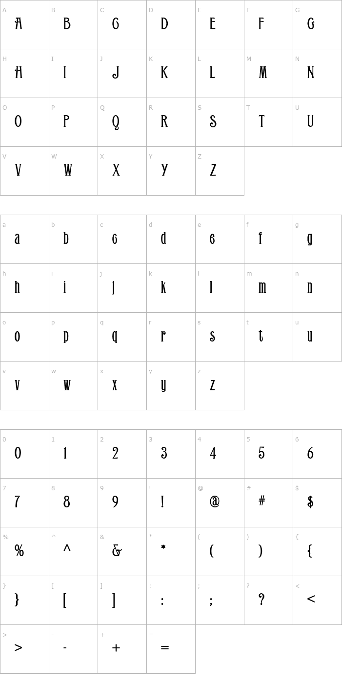 Character Map RefugioRefinedWBW Font