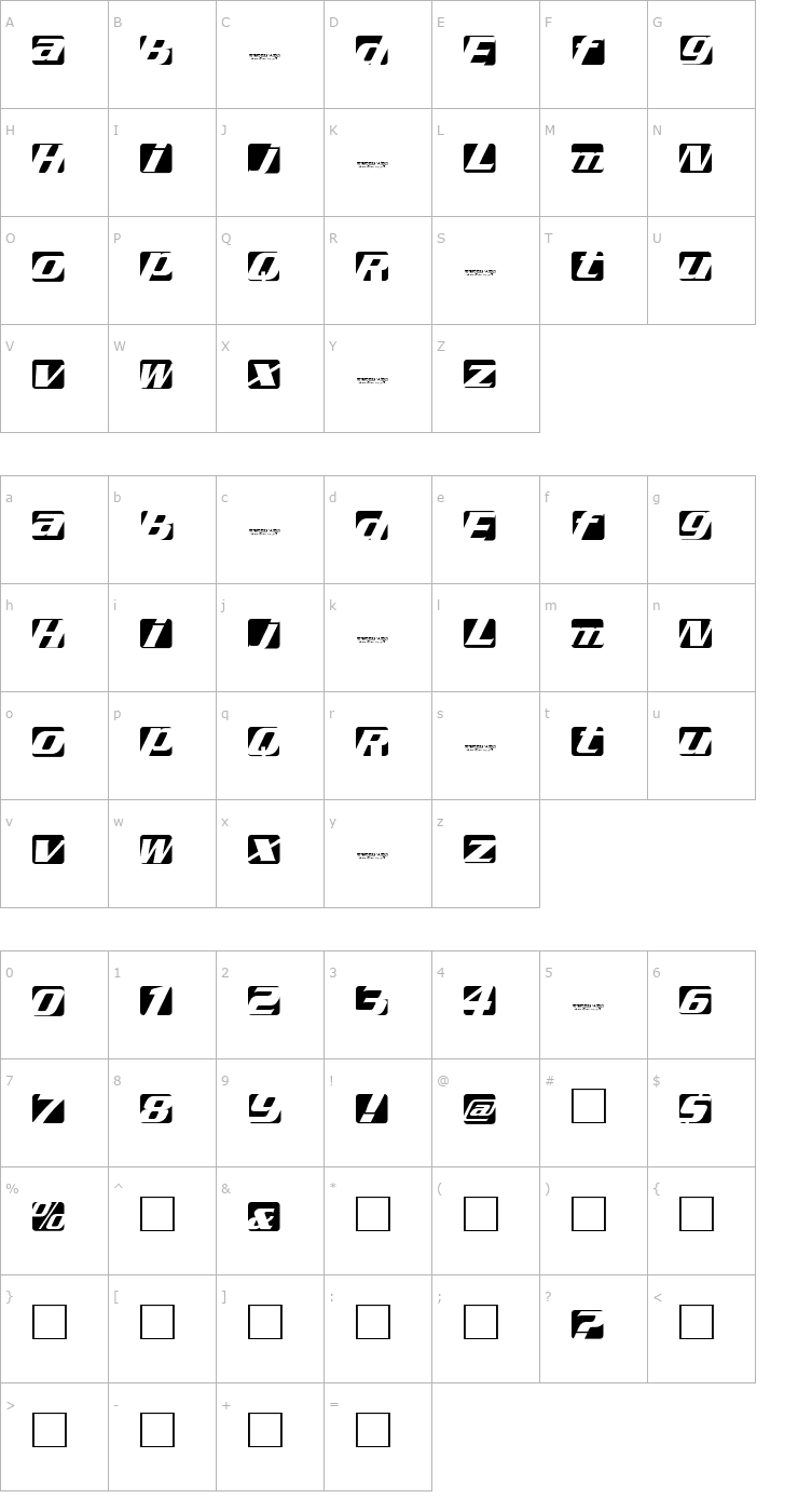 Character Map Regal box Font