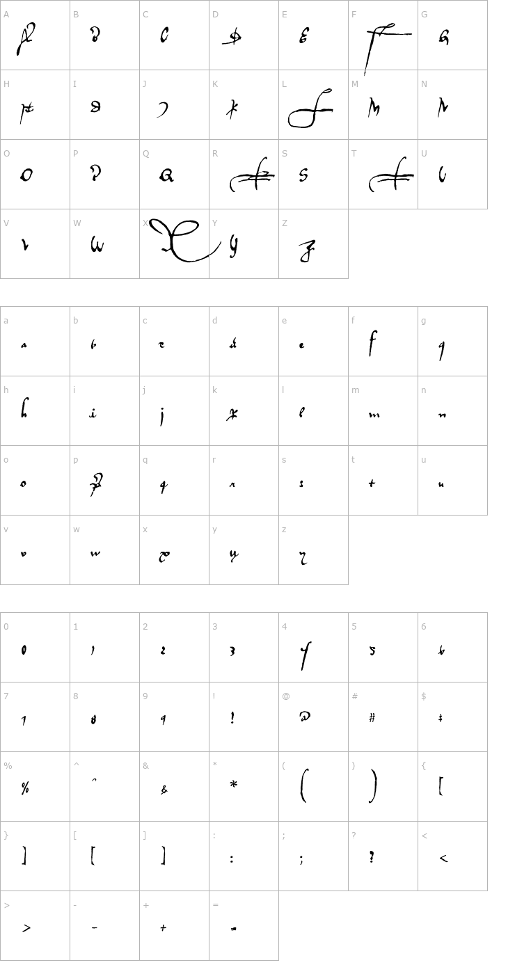 Character Map RegalloAPlaya Font