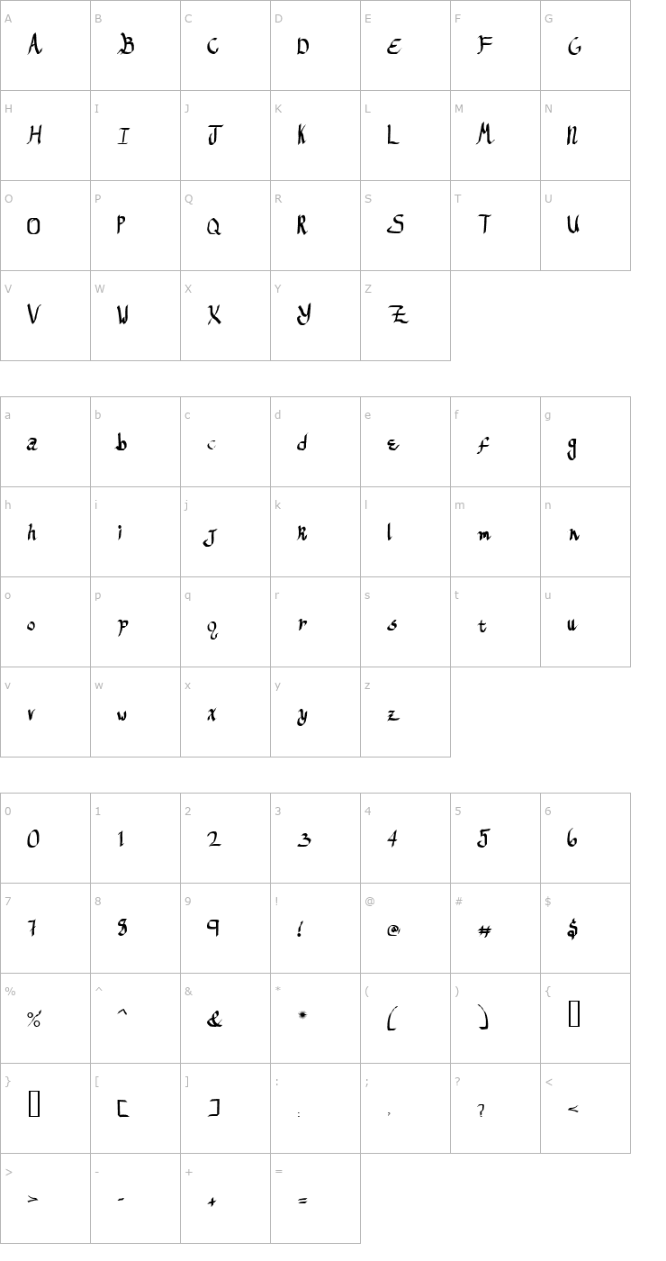 Character Map ReGifter Bold Font