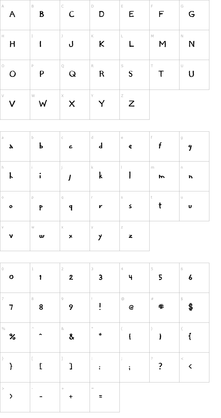 Character Map Regular Joe Font