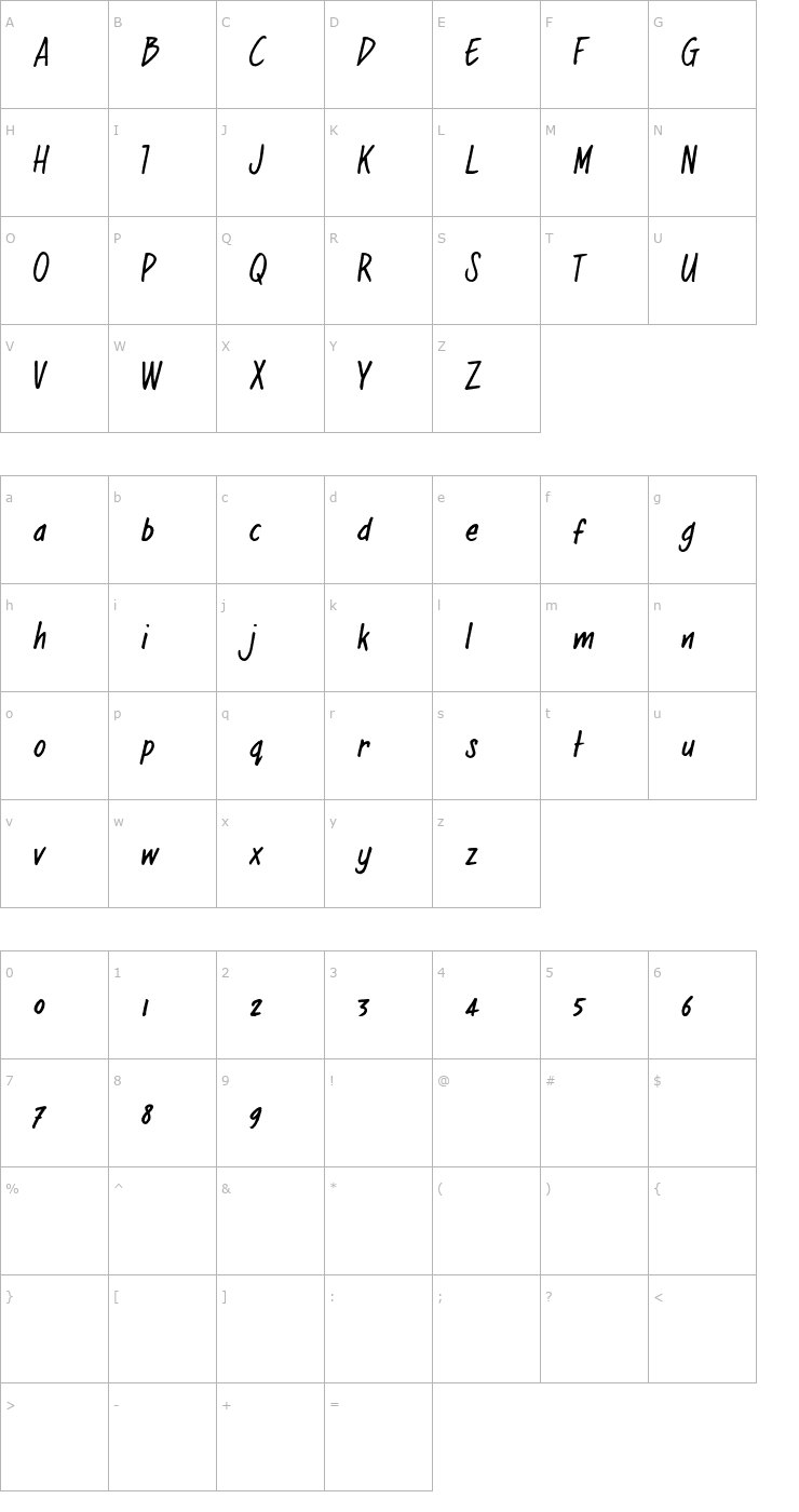 Character Map regularJoe OTF Font