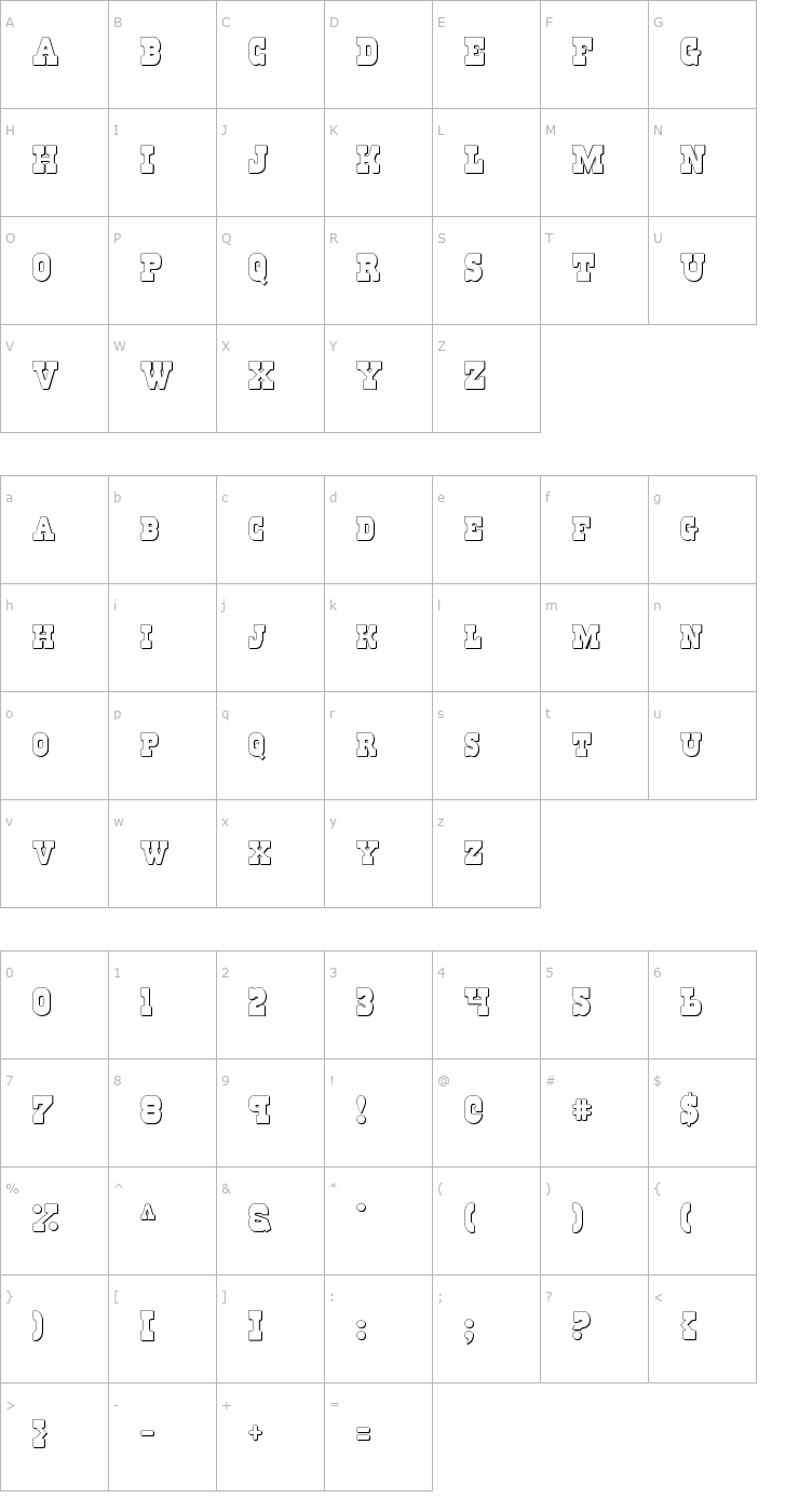 Character Map Regulators Shadow Font