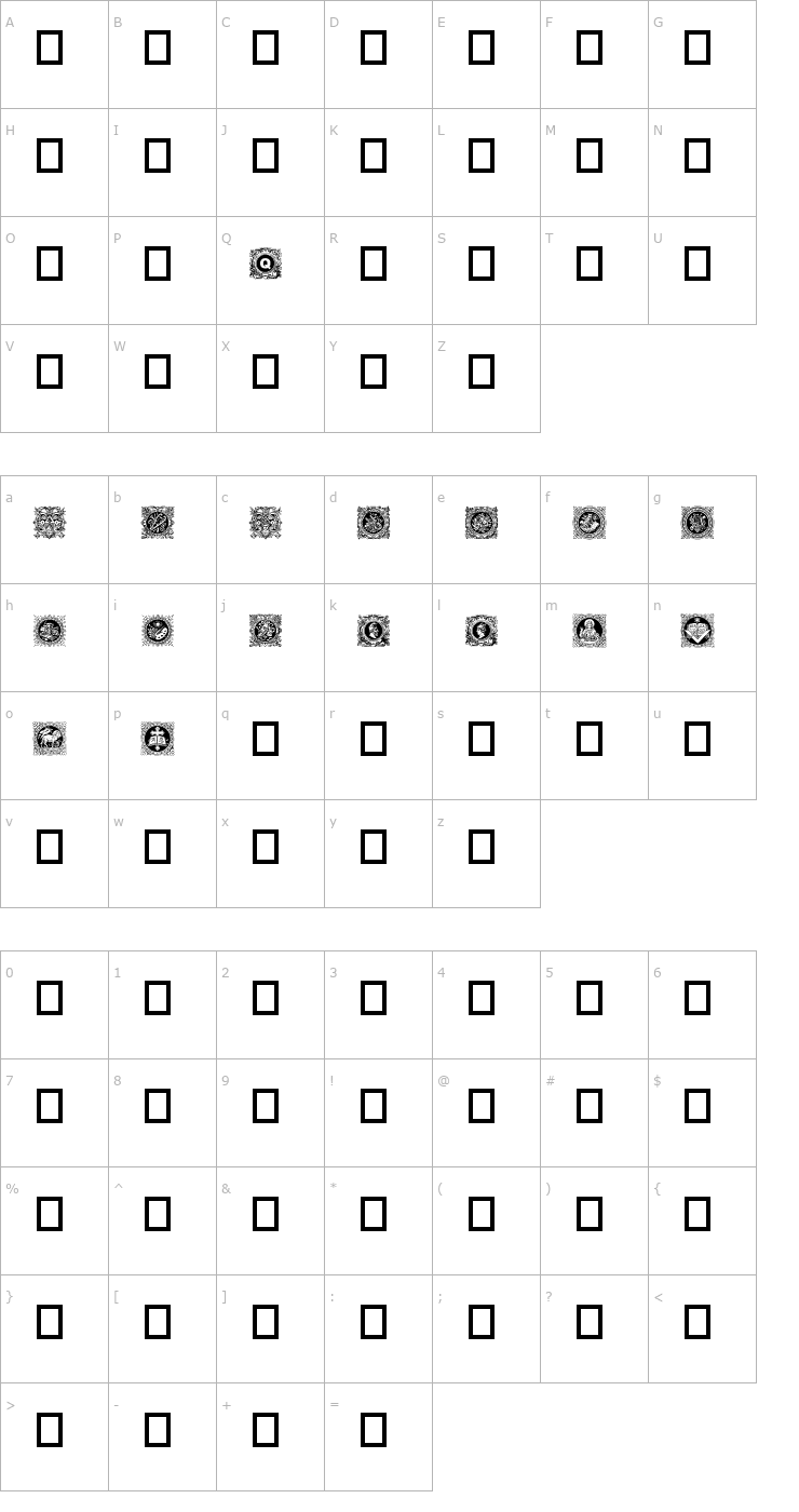 Character Map Relief Font