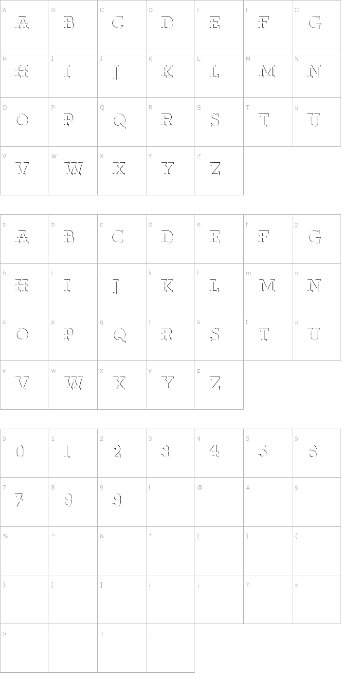 Character Map ReliefDeco Font