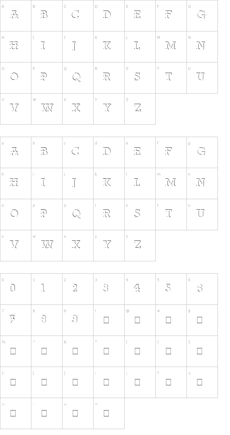 Character Map ReliefDeco Medium Font