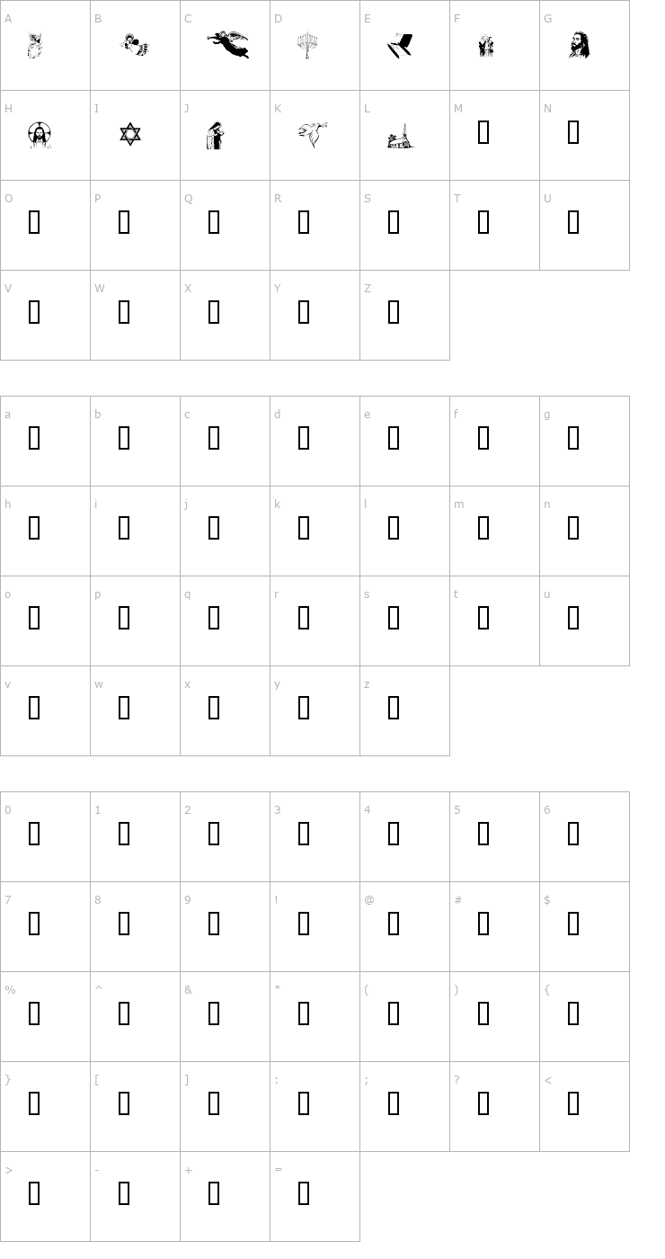 Character Map Religious 1 Font