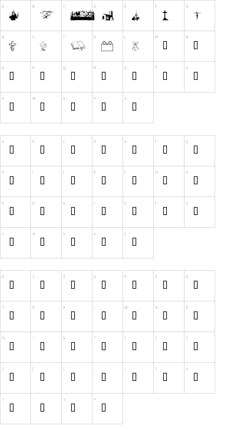 Character Map Religious 2 Font