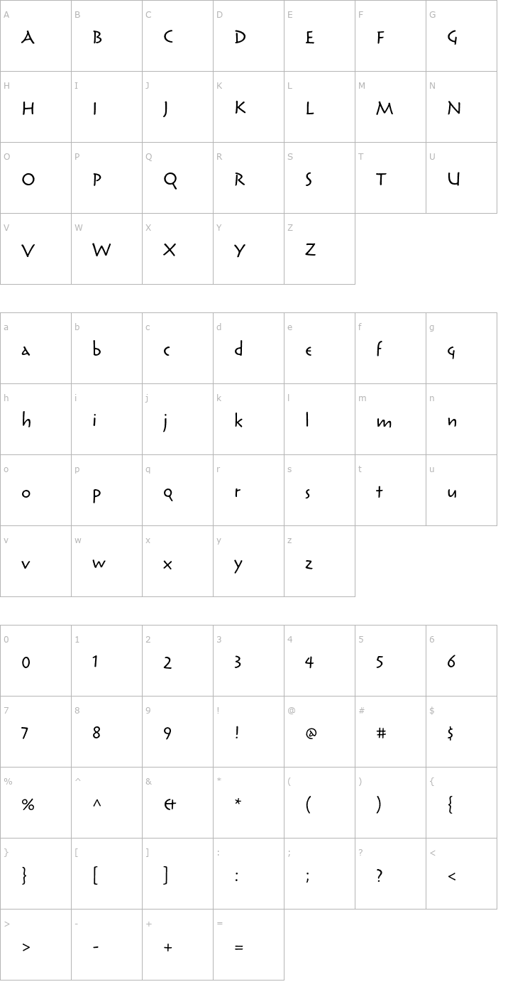 Character Map ReliqStd-Active Font