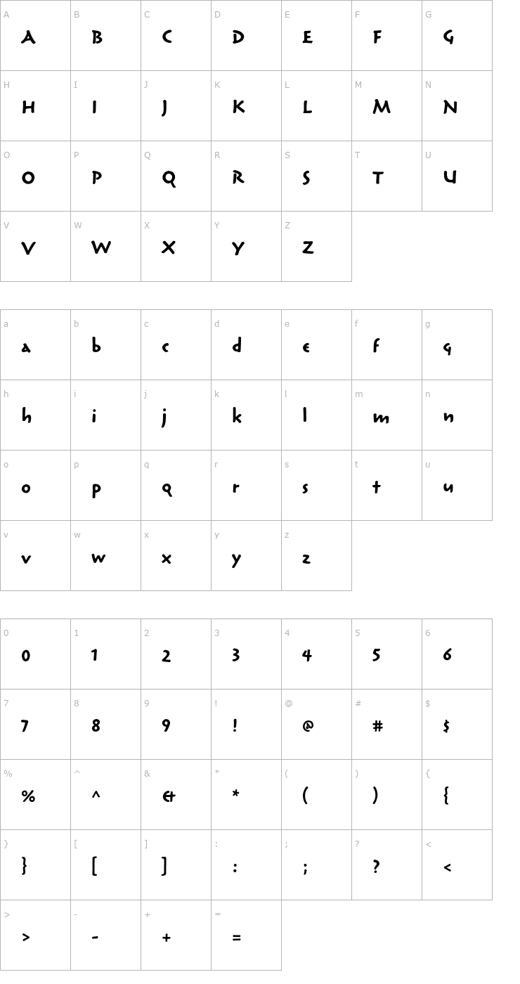 Character Map ReliqStd-BoldActive Font