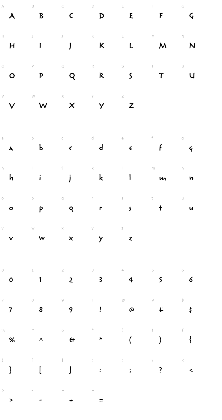 Character Map ReliqStd-SemiboldActive Font