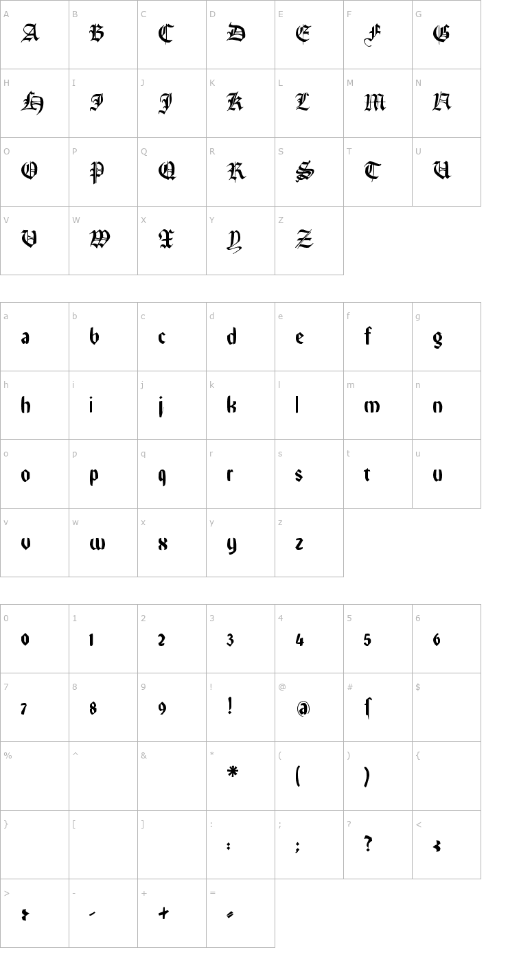 Character Map Remember Reiner FS Font