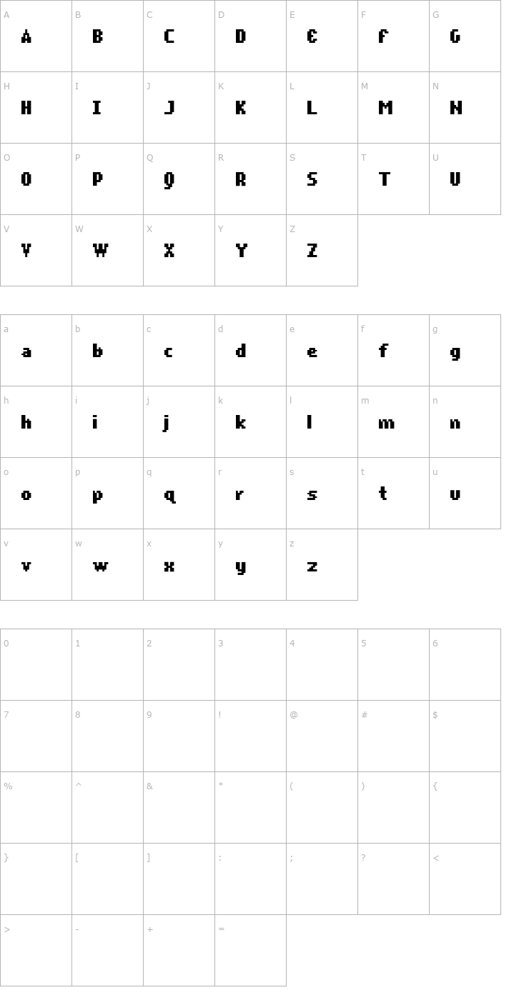 Character Map Remote-SmallFlashBold Font