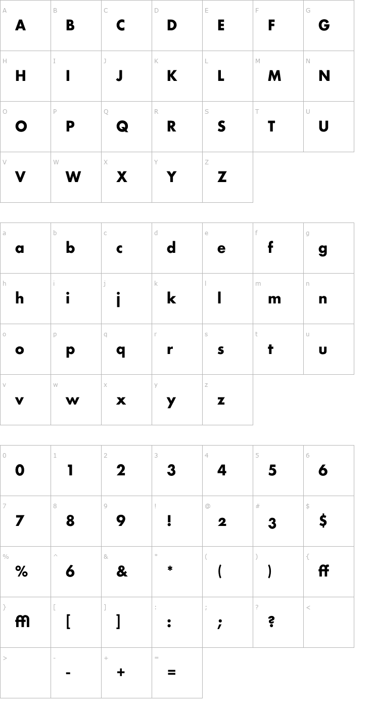 Character Map RennerBoldArchiType OTF Font