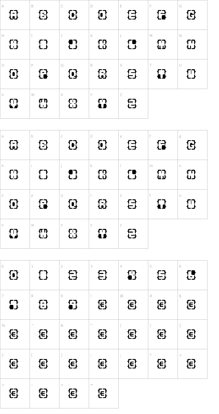 Character Map REOXY Font