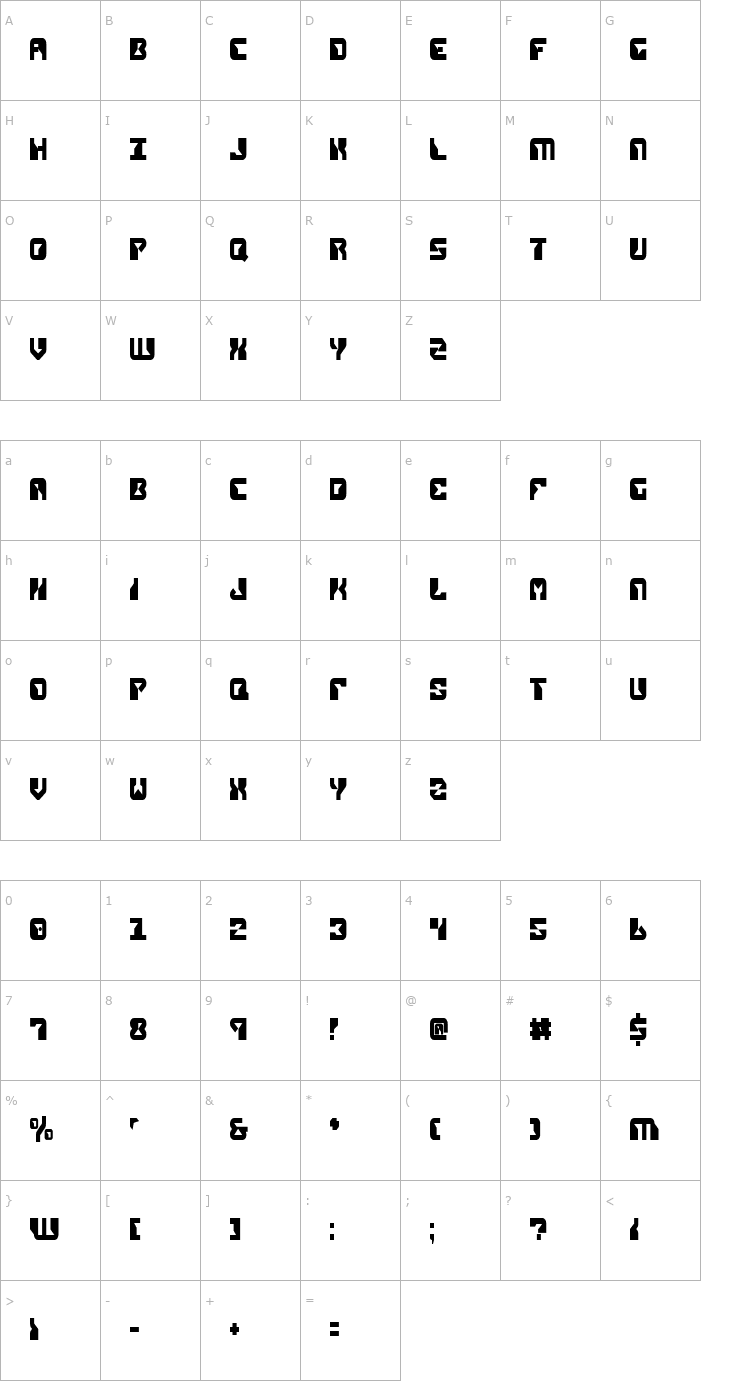 Character Map Replicant Condensed Font
