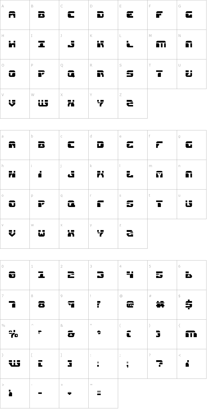 Character Map Replicant Laser Font