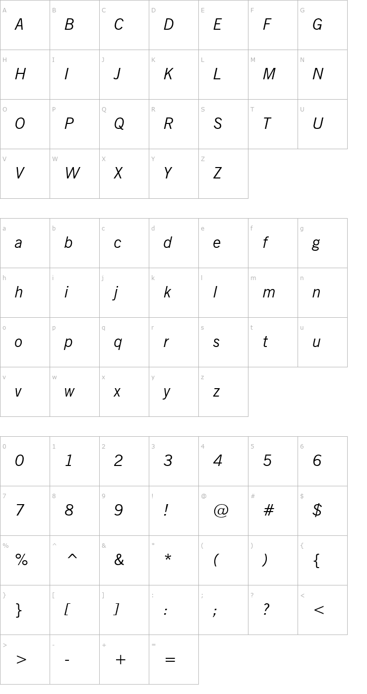 Character Map Reporter Oblique Font