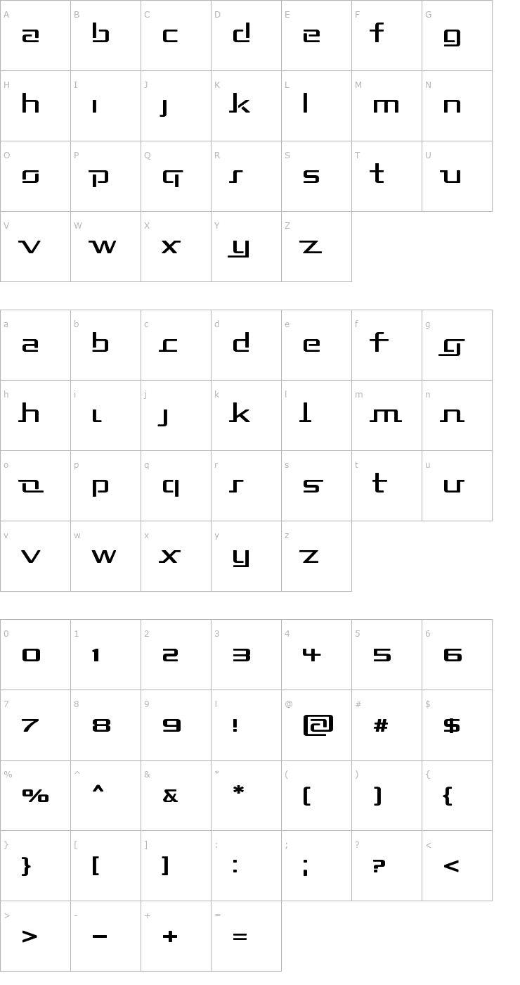 Character Map Republika II Exp Font