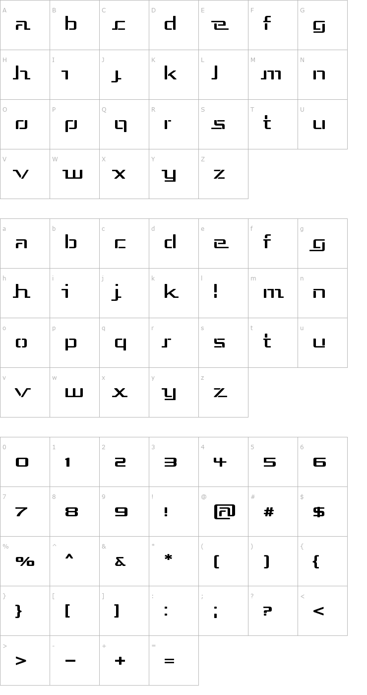 Character Map Republika III Exp Font