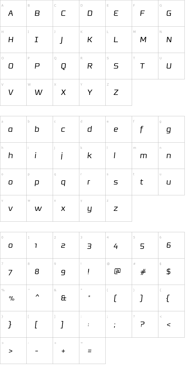 Character Map Resea-Italic Font