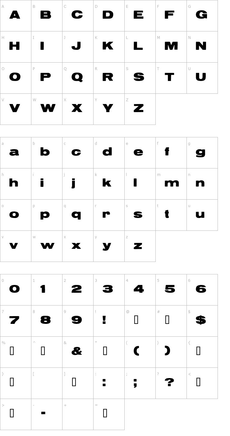 Character Map Reservoir Grunge Font