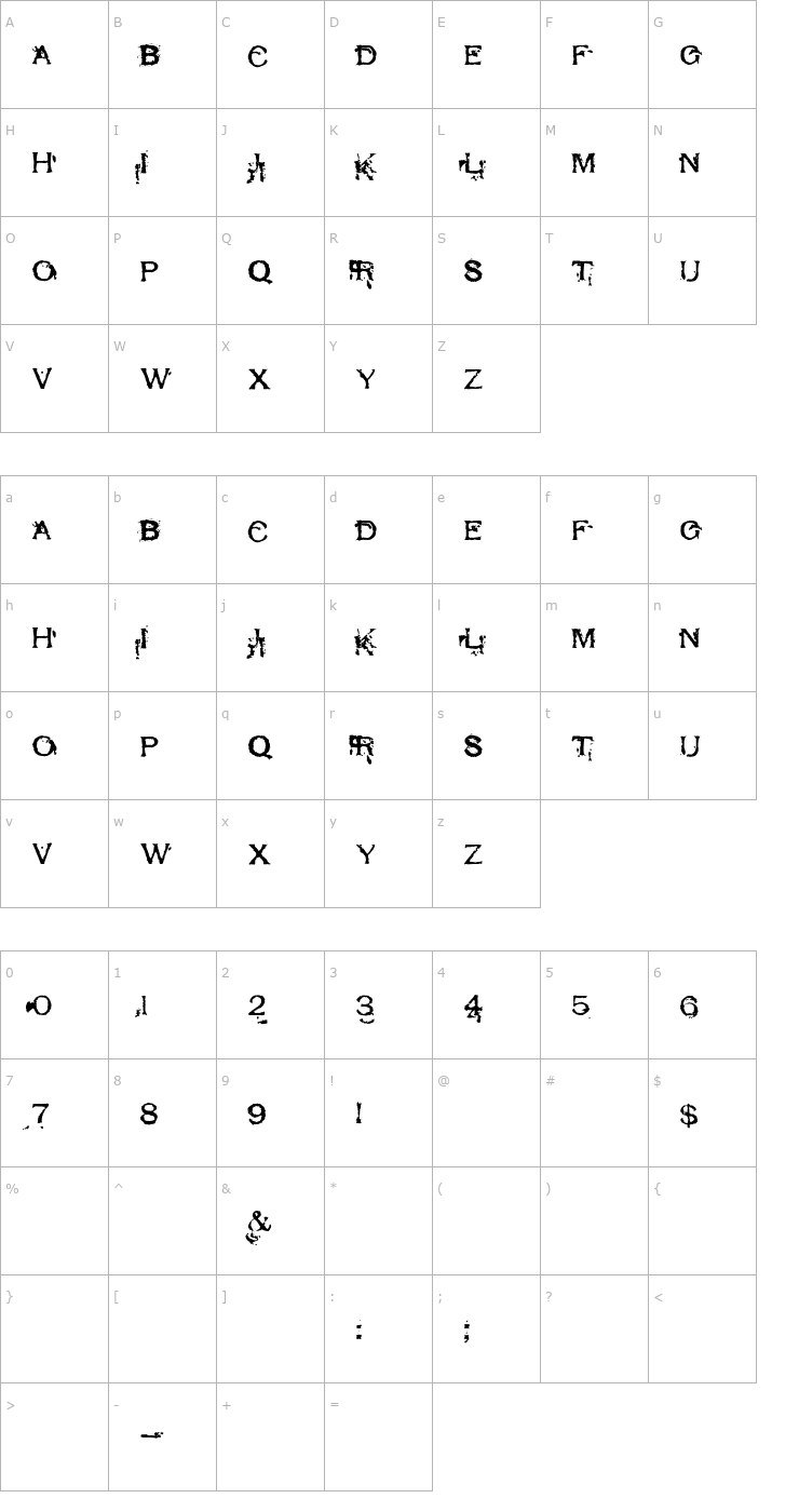 Character Map Respess Capitals Excessive Font