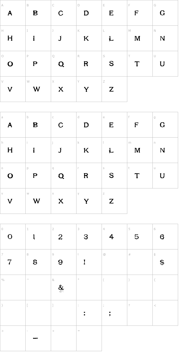 Character Map Respess Capitals Heavy Font