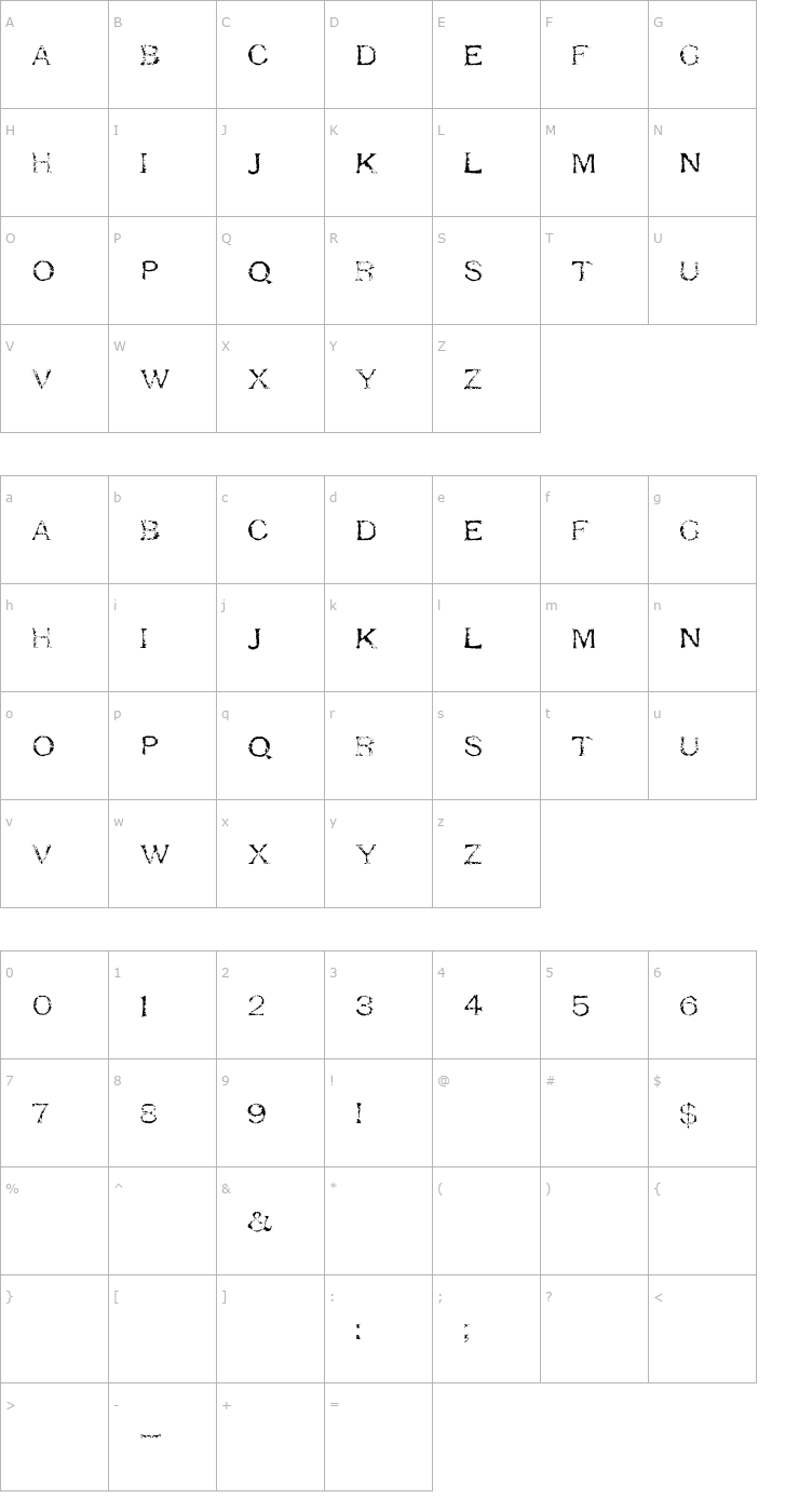 Character Map Respess Capitals Light Font