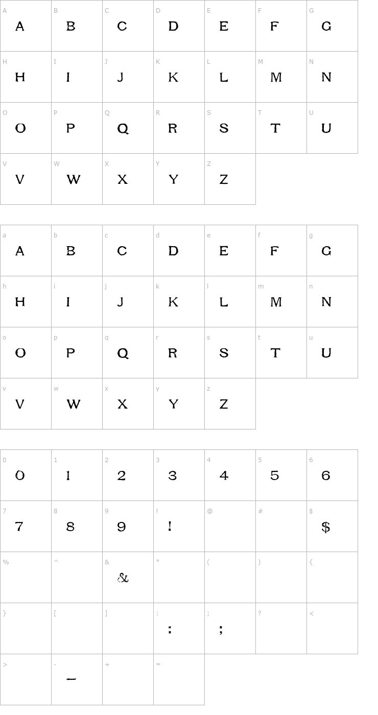 Character Map Respess Capitals Medium Font