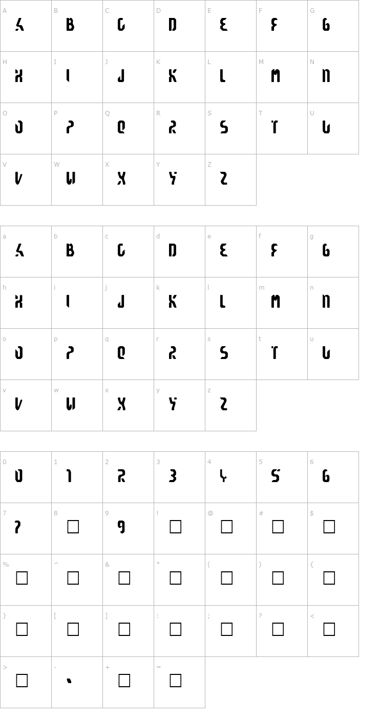 Character Map Reticulan Font