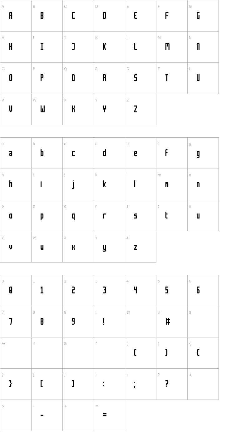 Character Map Retriga Font