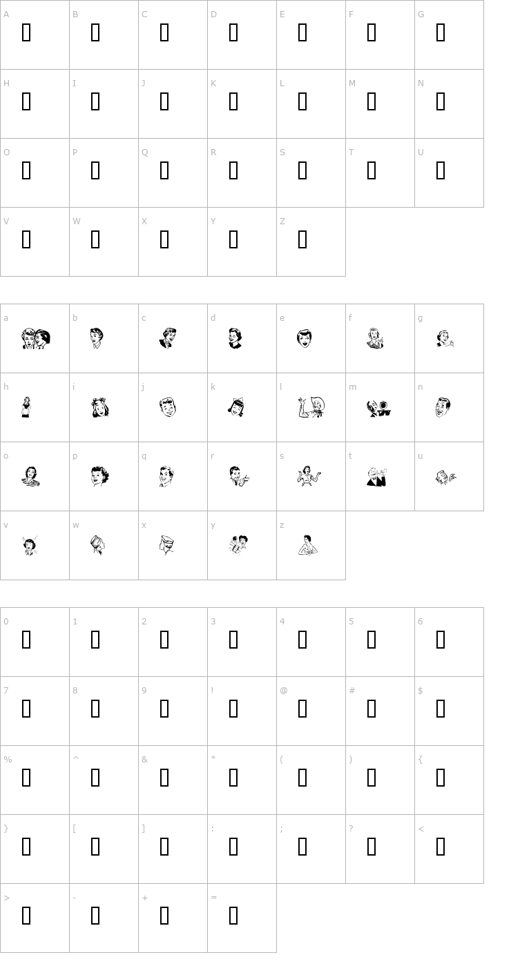 Character Map Retro Bats One Font
