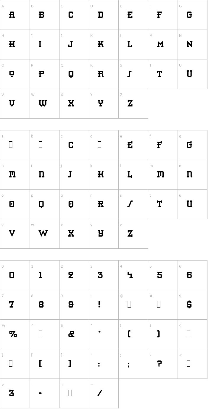 Character Map Retro Bold LET Plain1.0 Font