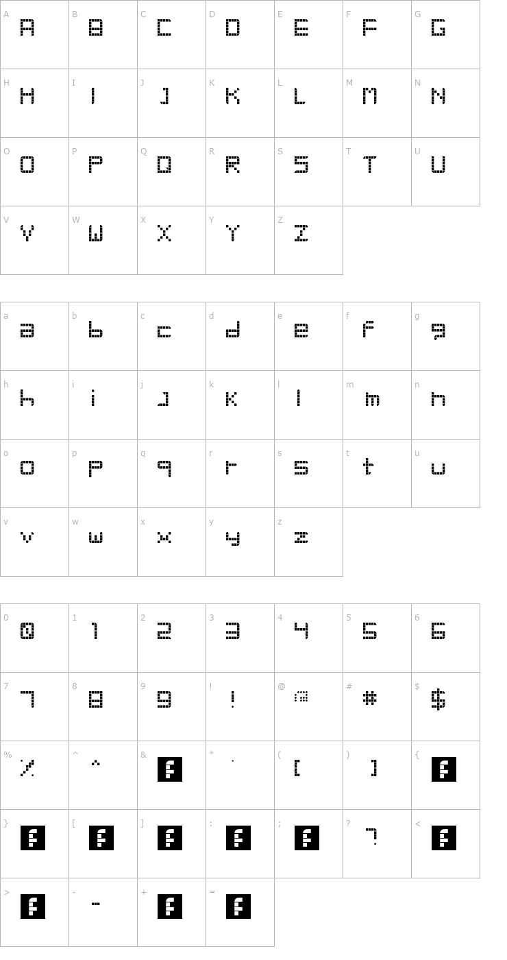 Character Map Retro Party Font