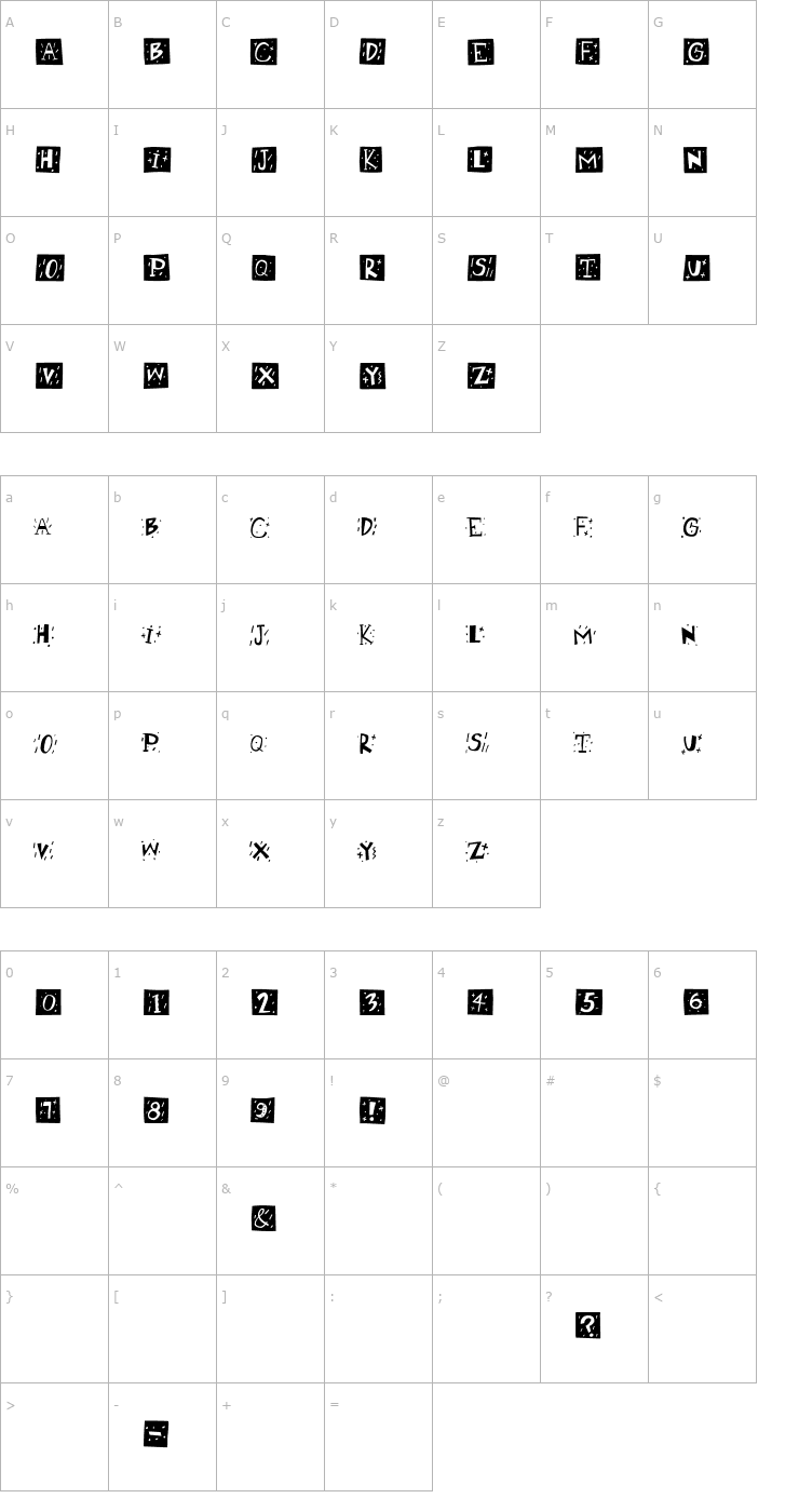 Character Map RetroCapsWB Font