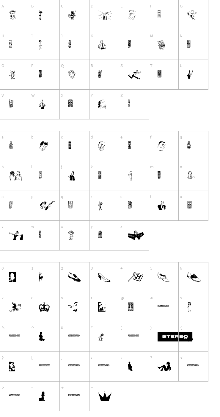 Character Map Return of the Retrobats Font