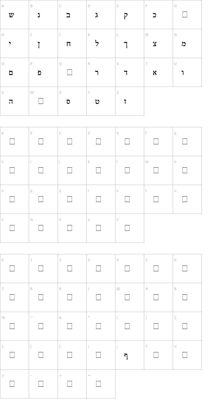 Character Map Reuven Normal Font