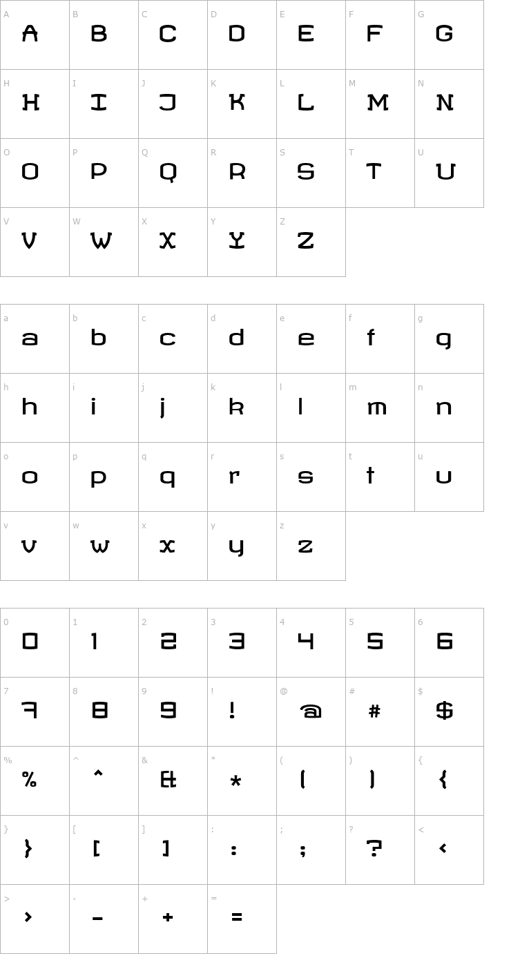 Character Map Revalia Font