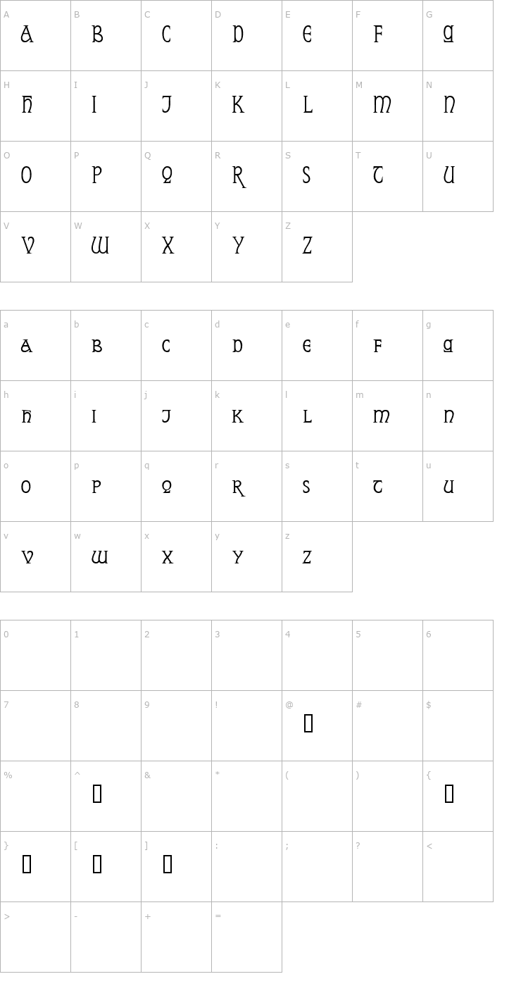 Character Map Reynard Demo Font