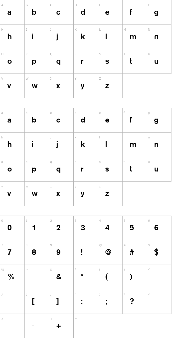 Character Map Reznor Broken Font