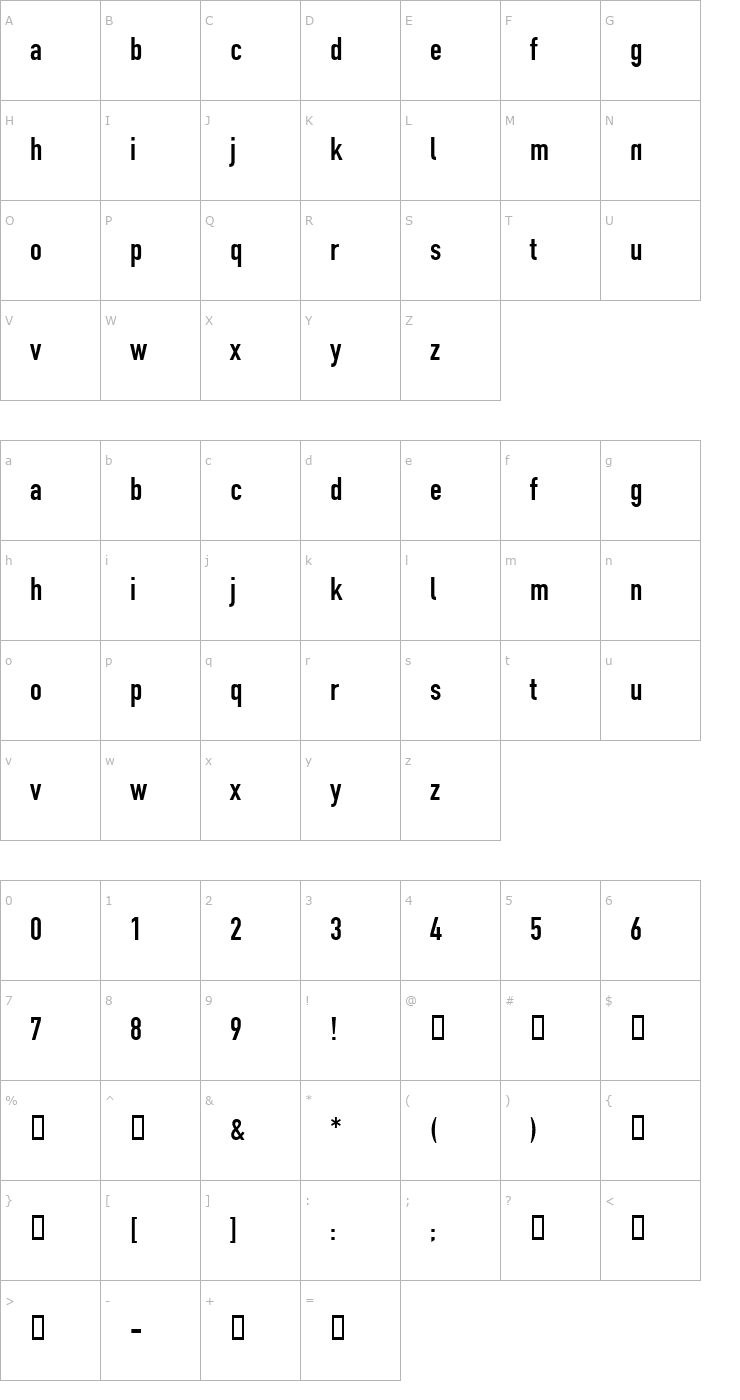 Character Map Reznor Downward Spiral Font