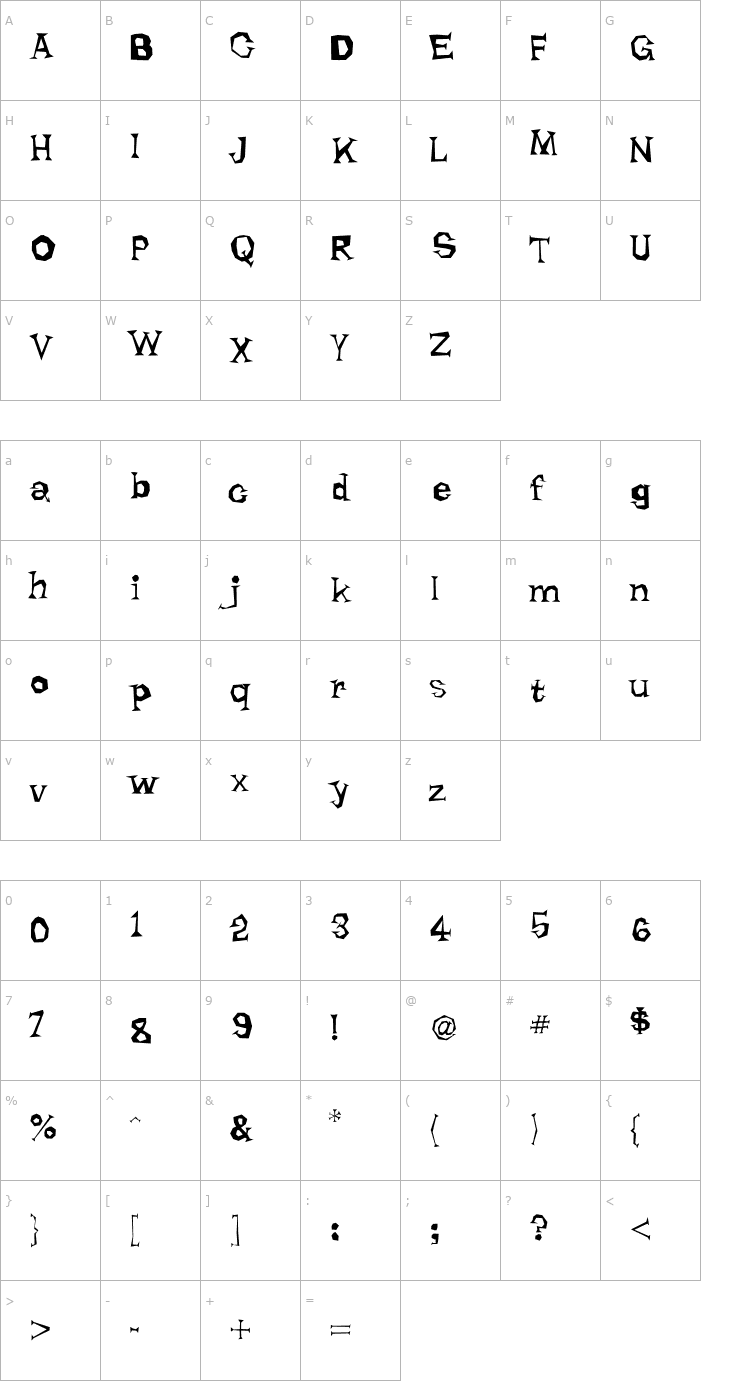 Character Map Rhoda Dendron Font