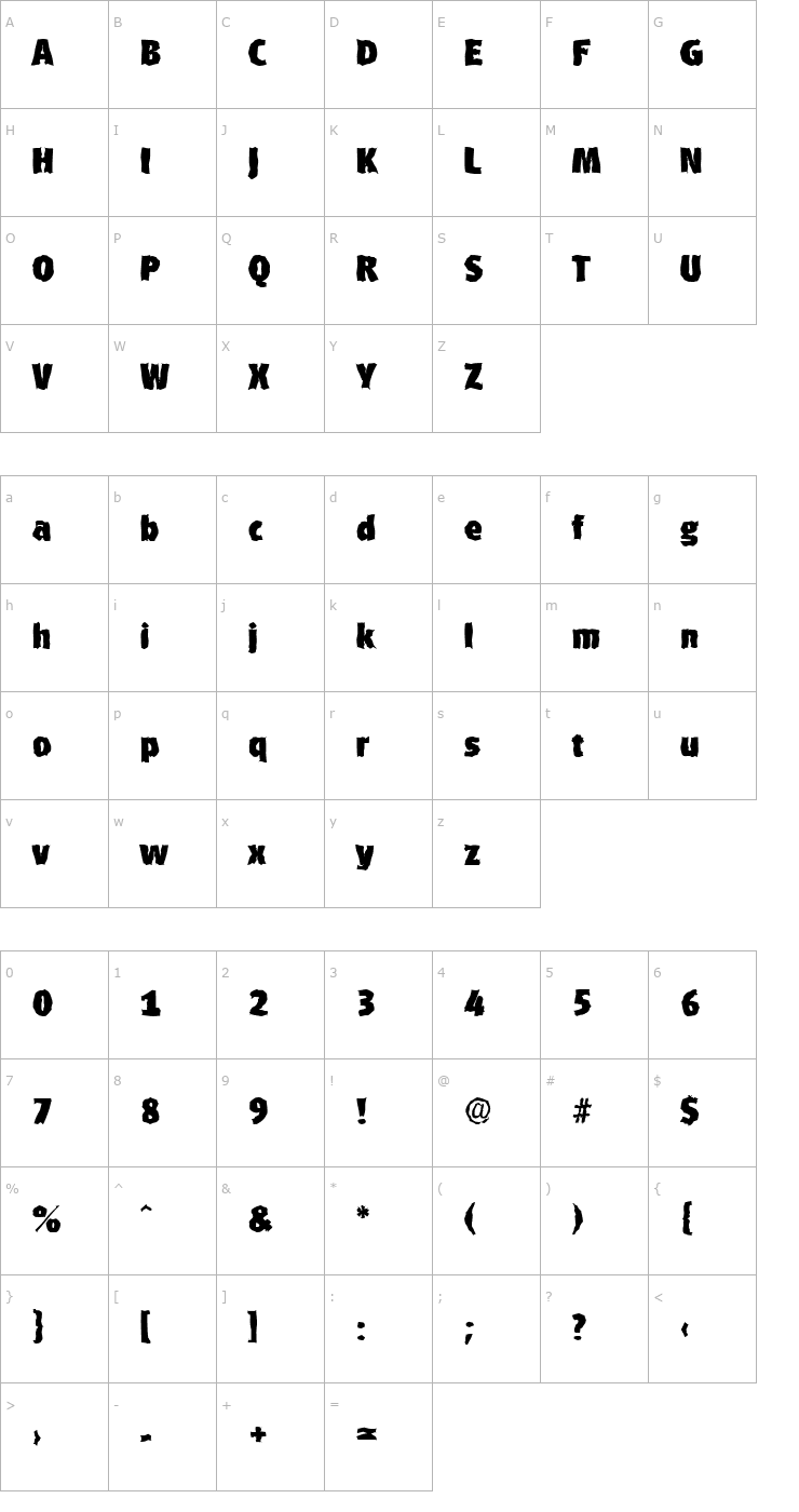 Character Map RichardBeckerRandom-Heavy-Regular Font