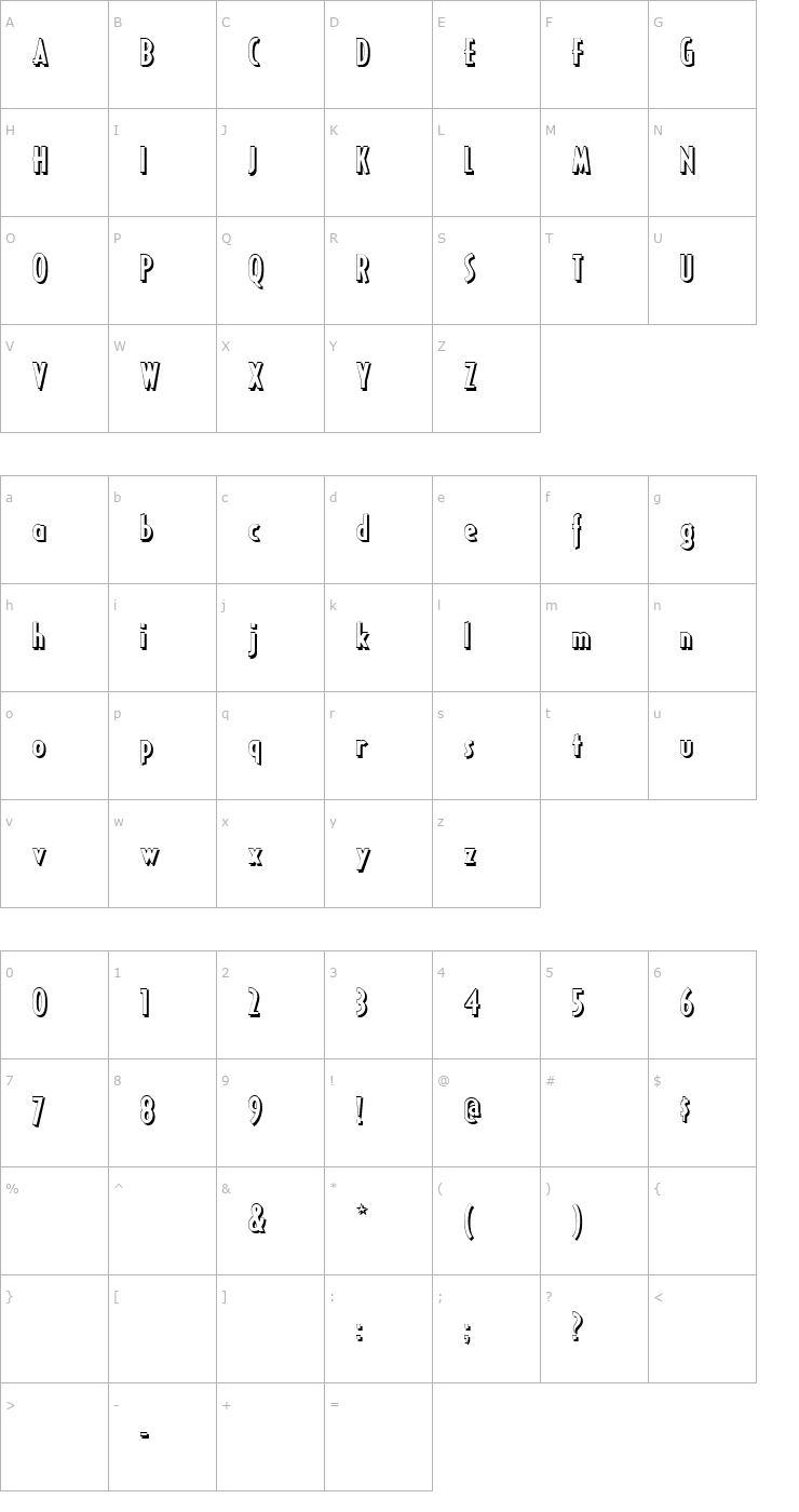 Character Map RicksAmericanNF Font