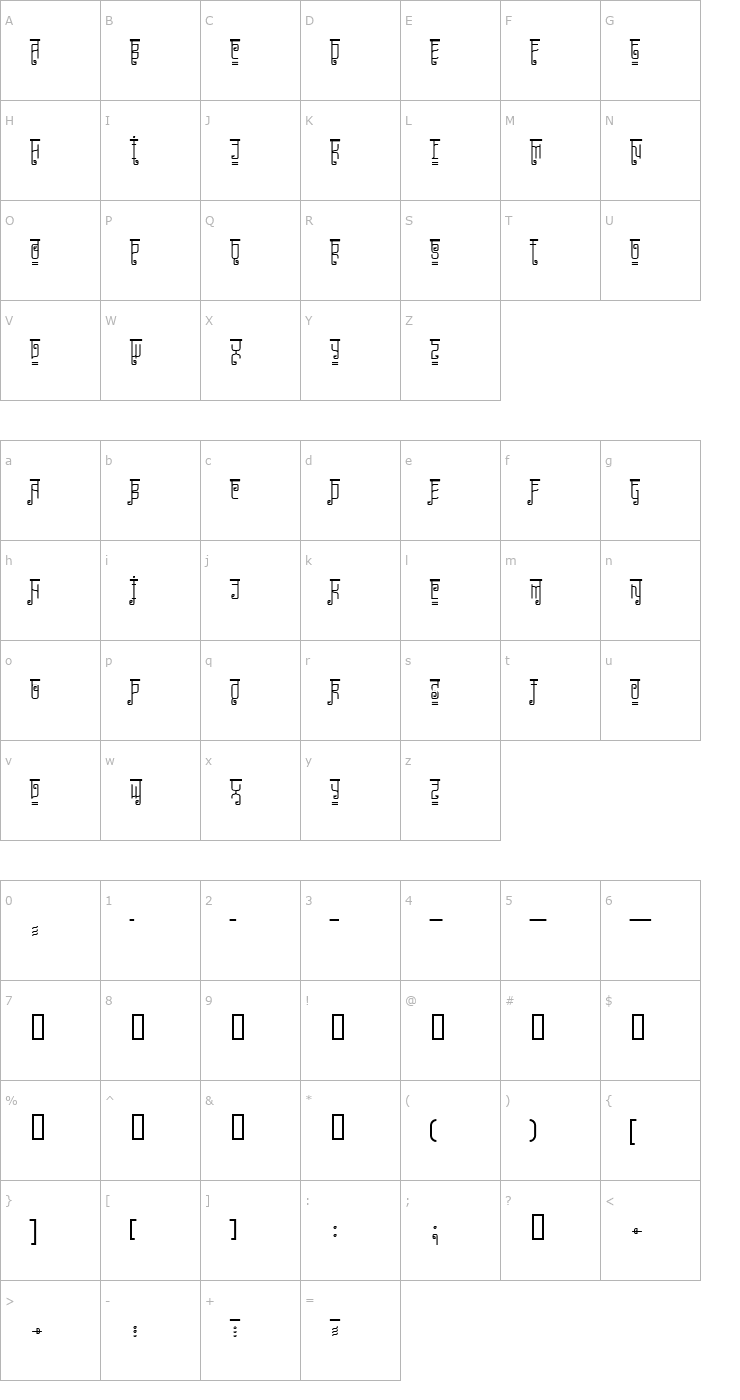 Character Map RickshawDeco Font