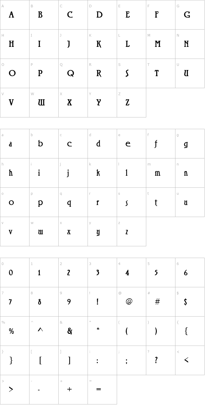 Character Map Ricochet Regular Font
